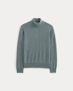 Alternative view of Cashmere Quarter Zip Sweater | Denim Blue