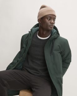 Alternative view of The Cashmere Fine Rib Beanie | Heathered Woodsmoke