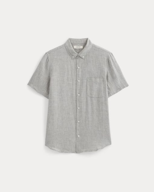 Alternative view of The Classic Short-Sleeve Shirt in Linen | Agave / Bone