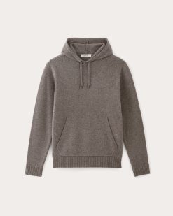 Alternative view of The Felted Merino Hoodie | Taupe Melange