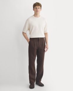 Soyeux Linen Pleated Trouser | Dark Brown