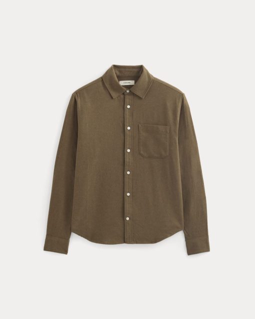 Alternative view of Brushed Flannel Shirt | Heathered Cocoa Brown