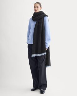 Alternative view of Plush Alpaca Scarf | Black/ Skyway