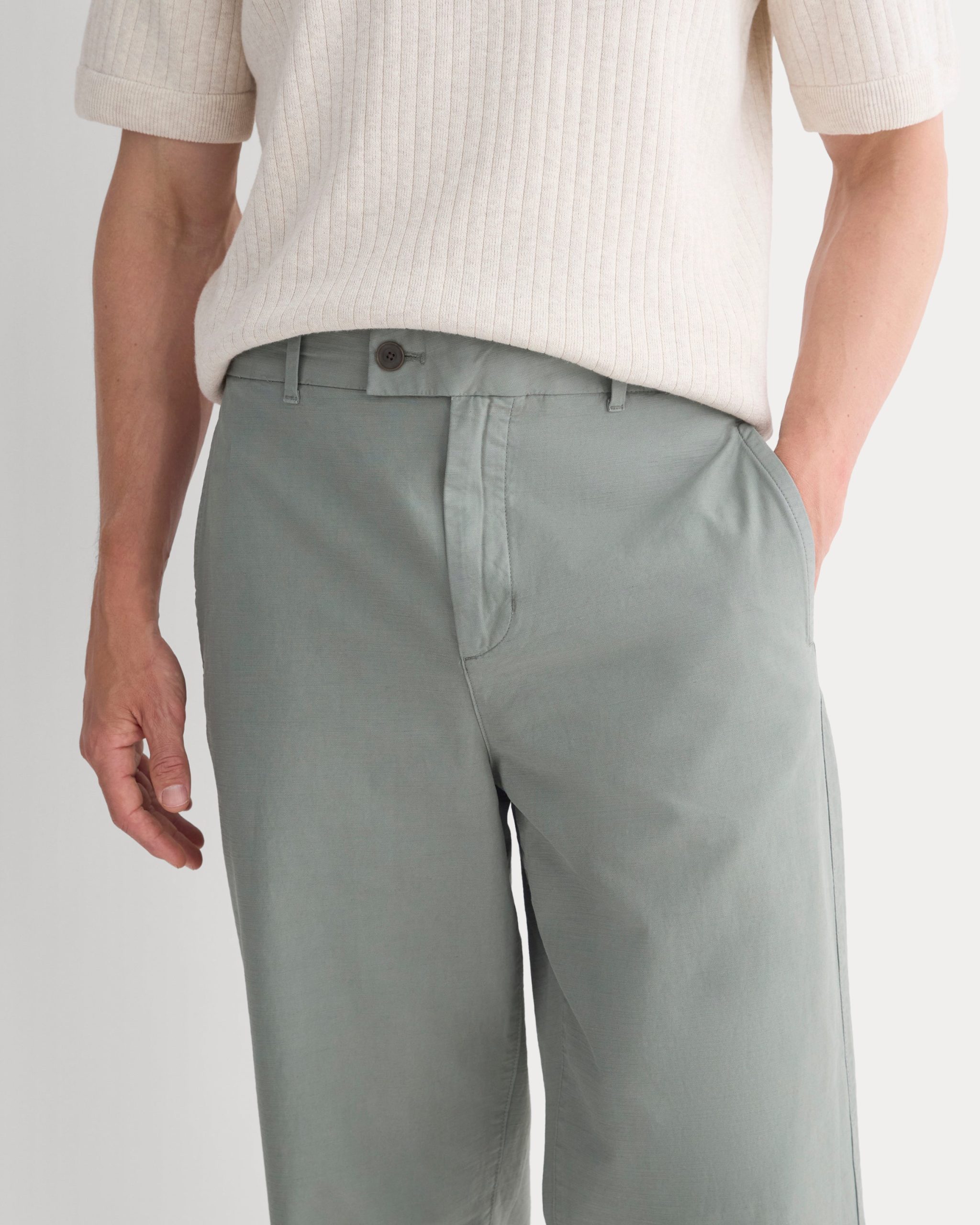 Cropped Slub Trouser | Agave Green - Image 4