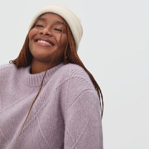 Alternative view of The Felted Merino Beanie | Heathered Oat