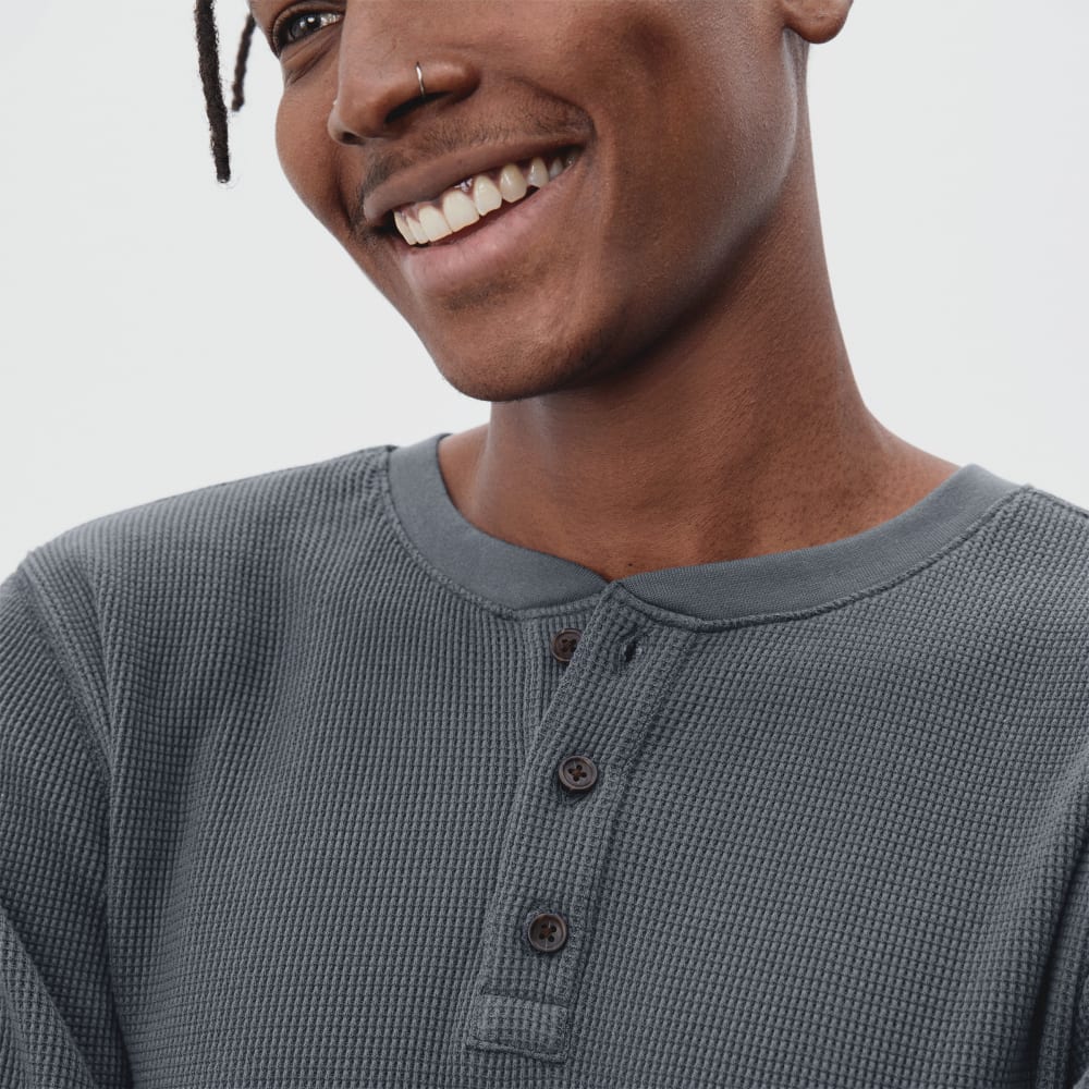 The Waffle Long-Sleeve Henley Tee | Slate - Image 5