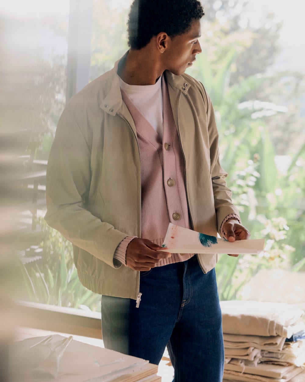 Cropped Cardigan in Everyday Cotton | Burnished Lilac - Image 7