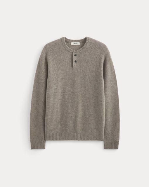Alternative view of Henley in Wool Cashmere | Light Heathered Taupe