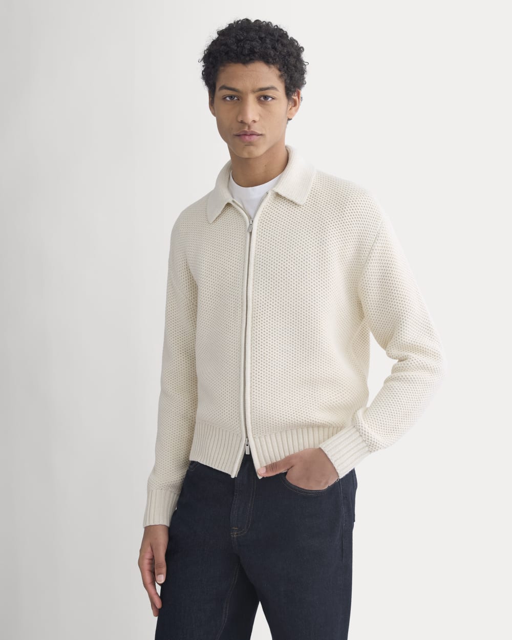 Honeycomb Sweater Jacket | Heathered Oat - Image 3