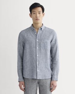The Classic Shirt in Linen | White / Blue