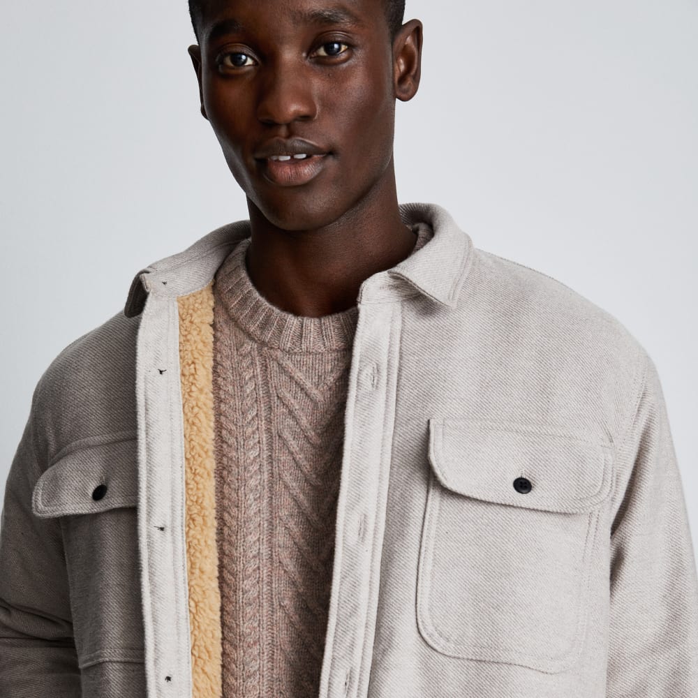 The ReNew Fleece-Lined Heavyweight Overshirt | Heathered Burnt Sugar - Image 3