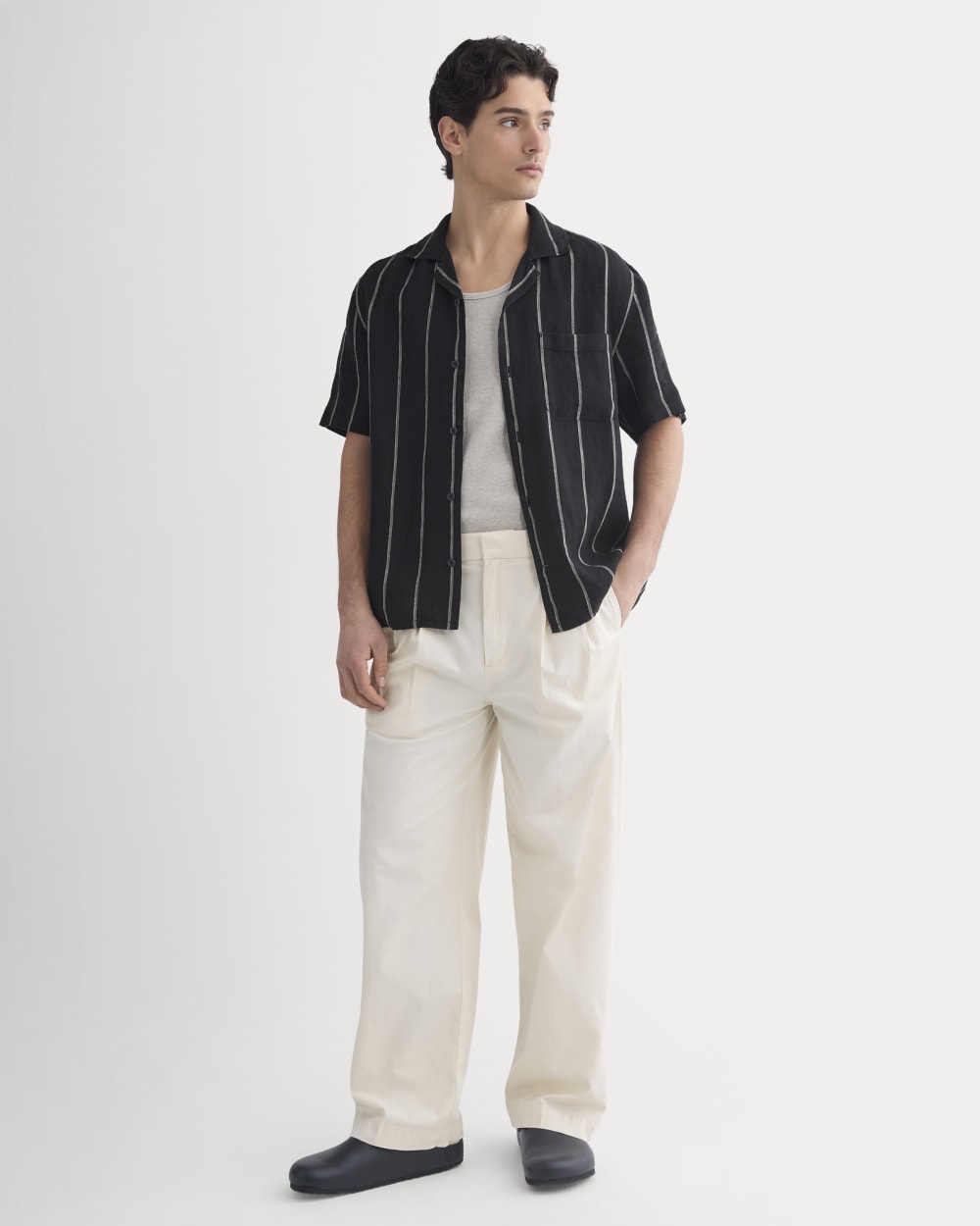 Linen Resort Shirt | Black / Bone - Image 3