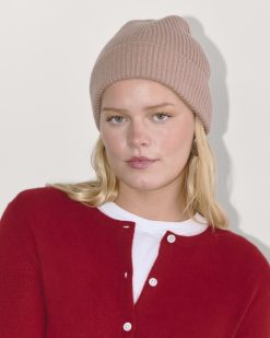 Alternative view of The Cashmere Ribbed Beanie | Dusty Rose