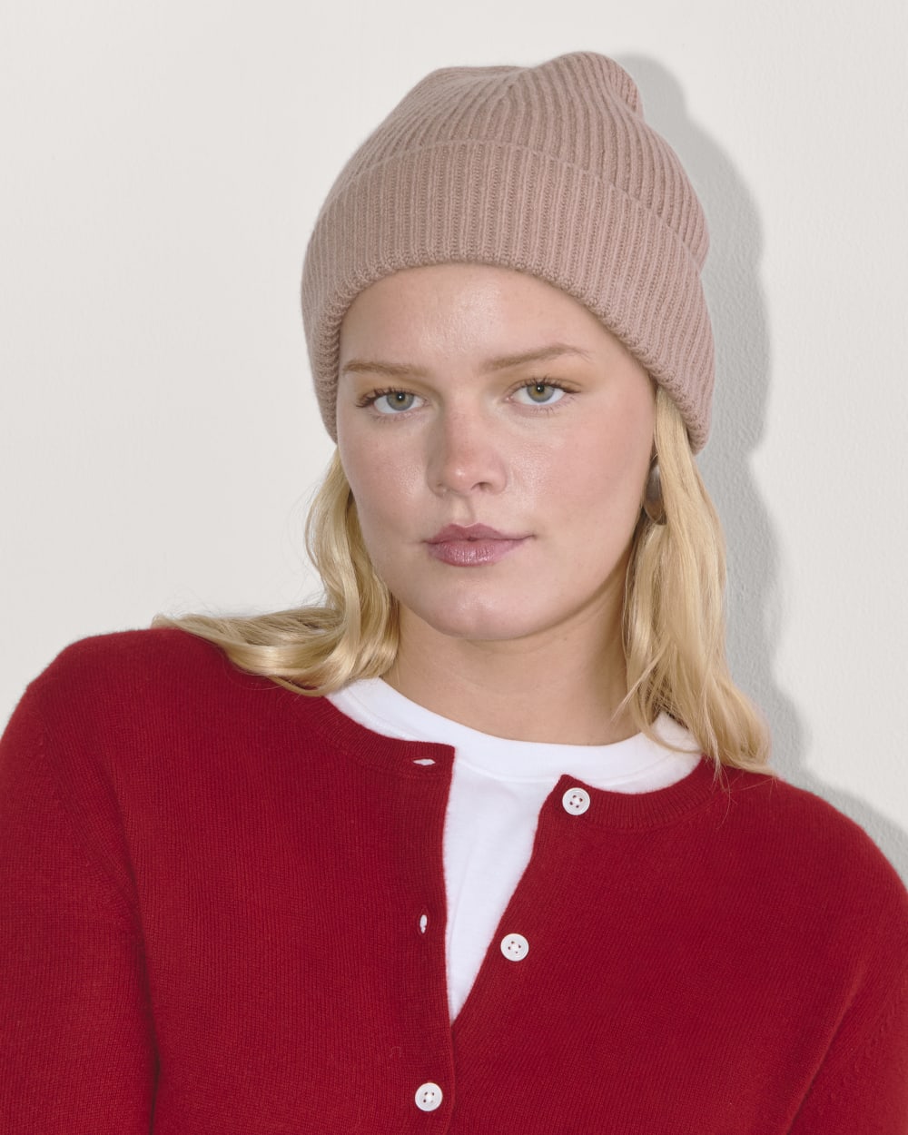 The Cashmere Ribbed Beanie | Dusty Rose - Image 2