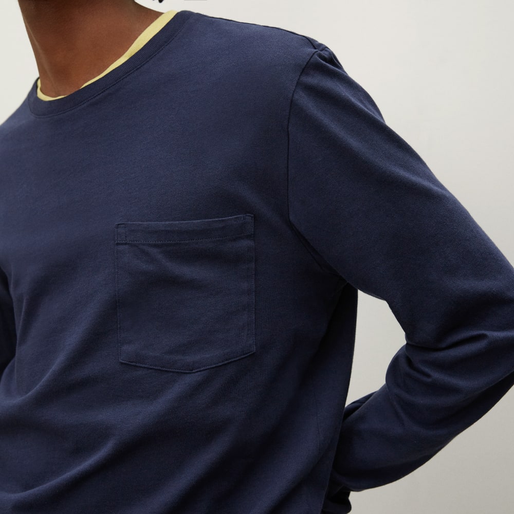 The Organic Cotton Long-Sleeve Pocket Tee | Deep Navy - Image 3