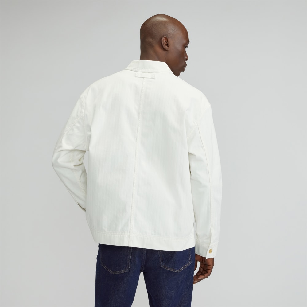 The Organic Cotton Herringbone Utility Jacket | Bone - Image 3