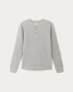 Alternative view of The Waffle Long-Sleeve Henley | Heathered Light Grey