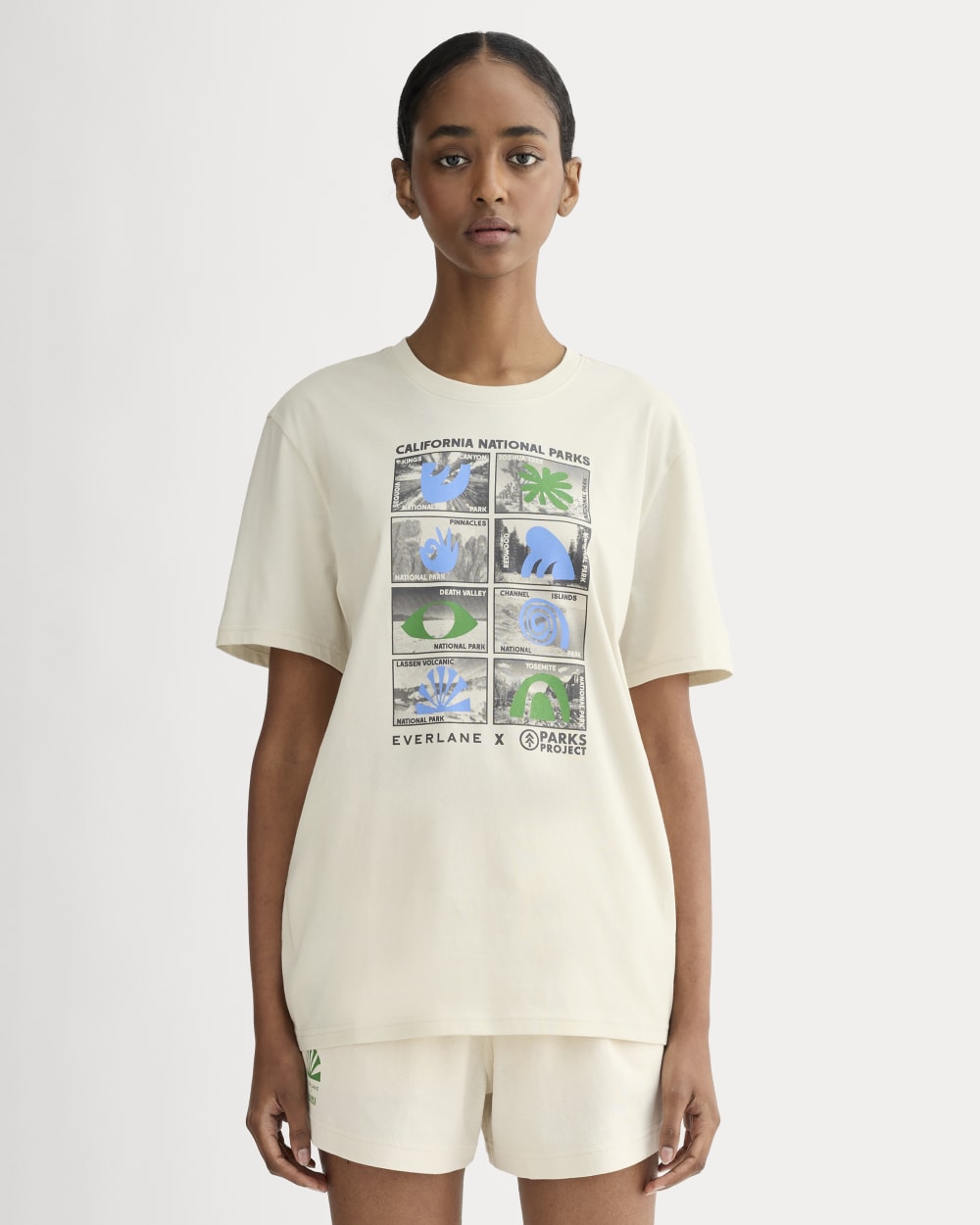 The Everlane x Parks Project Essential Organic Crew | Forged Iron / Birch / Granada Sky Blue / Green - Image 6