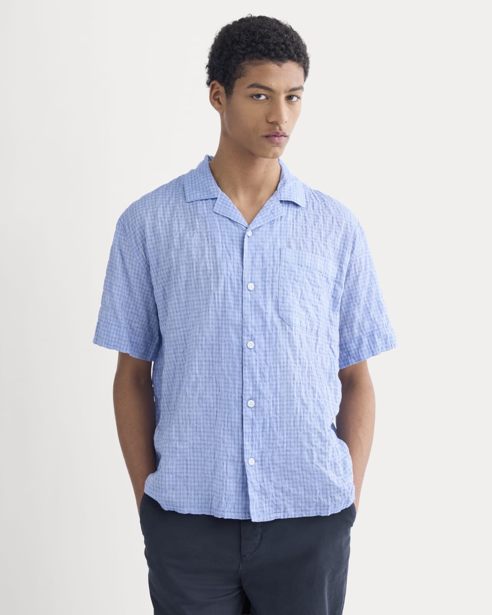 Textured Voile Resort Shirt | Open Air Plaid - Image 4