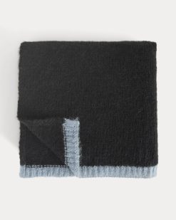 Alternative view of Plush Alpaca Scarf | Black/ Skyway
