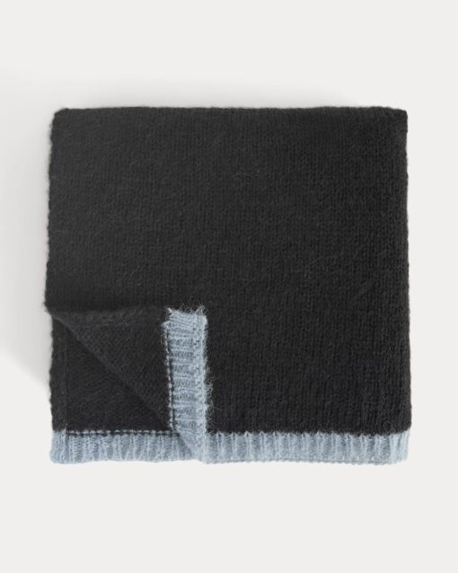 Alternative view of Plush Alpaca Scarf | Black/ Skyway