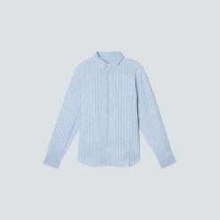 Alternative view of The Classic Shirt in Linen | White / Blue
