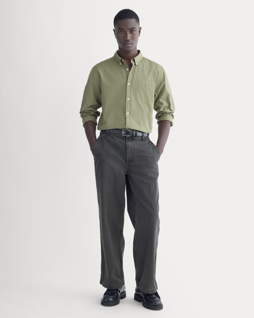 Washed Poplin Shirt | Lichen Green - Image 4