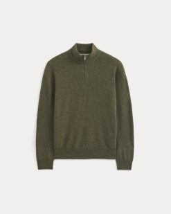 Alternative view of Cashmere Quarter Zip Sweater | Heathered Army Green