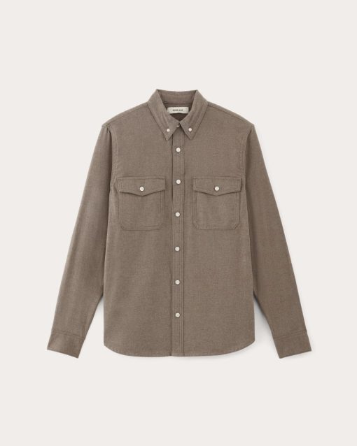 Alternative view of The Brushed Flannel Shirt | Taupe Melange