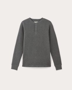 Alternative view of The Waffle Long-Sleeve Henley | Heathered Charcoal