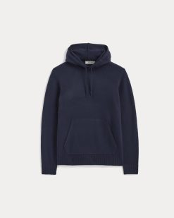 Alternative view of The Felted Merino Hoodie | Deep Navy