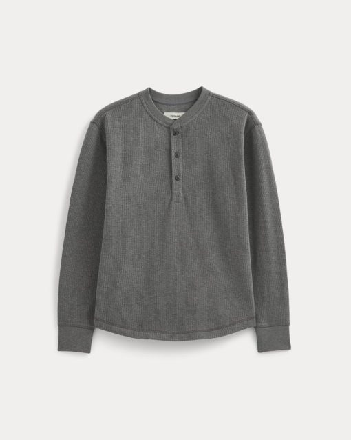Alternative view of Thermal Henley in Cozy Waffle | Heathered Charcoal
