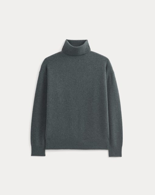 Alternative view of Luxe Merino Relaxed Turtleneck | Heather Midnight Navy