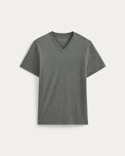 Alternative view of The Essential Organic V-Neck Tee | Heathered Charcoal
