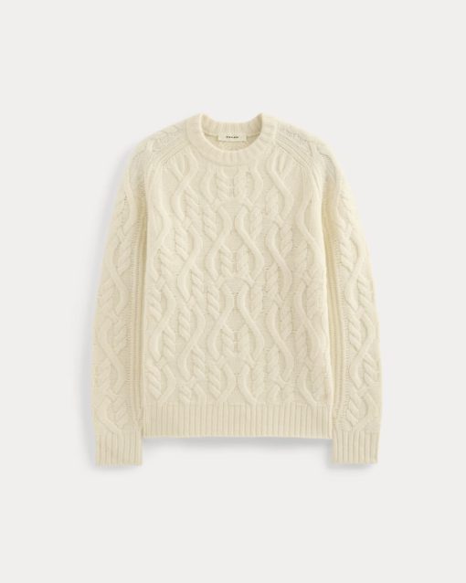 Alternative view of Cable Knit Crew in Luxe Merino | Bone