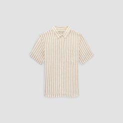 Alternative view of The Classic Short-Sleeve Shirt in Linen | Bone / Caramel
