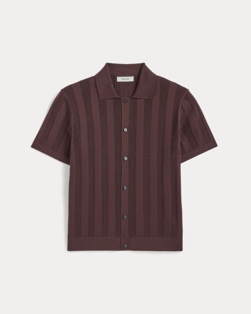 Alternative view of The No-Sweat Ribbed Polo | Dark Mahogany