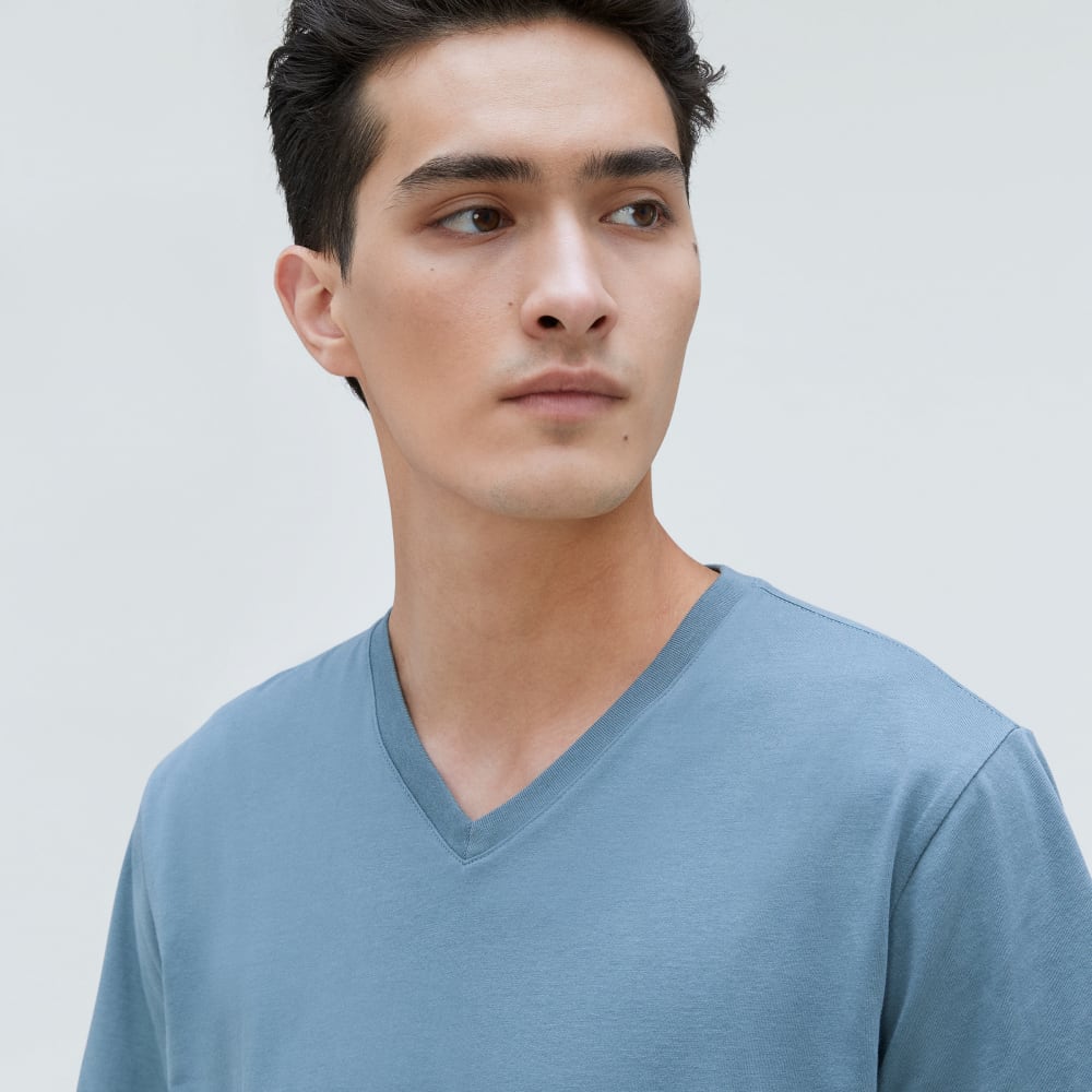 The Organic Cotton V-Neck Tee | Greyish Blue - Image 4