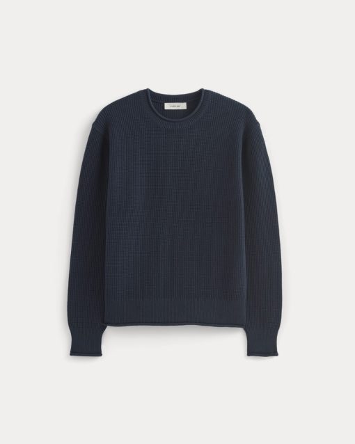 Alternative view of Waffle Rollneck Crew in Everyday Cotton | Navy