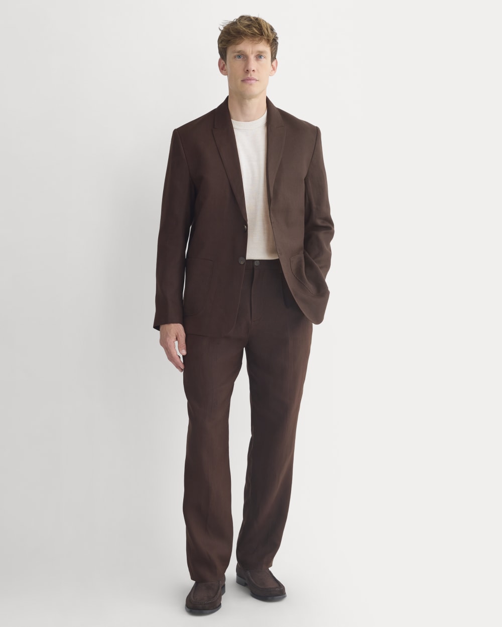 Soyeux Linen Pleated Trouser | Dark Brown - Image 5