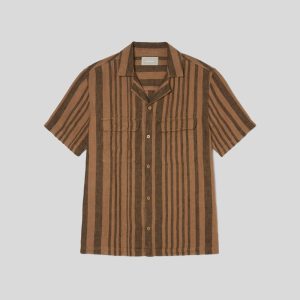 Alternative view of The Resort Shirt in Linen | Toasted Coconut / Black