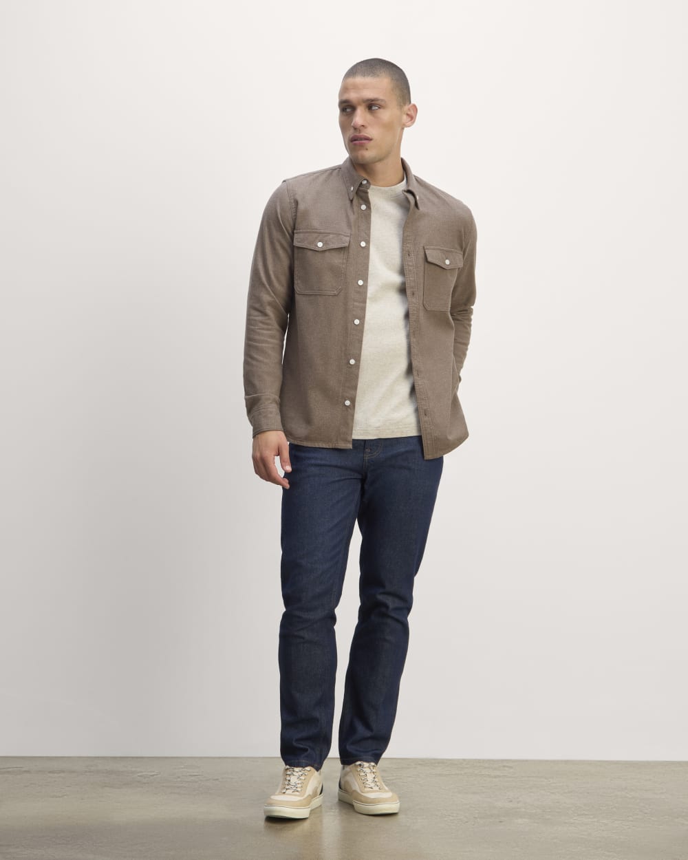 The Brushed Flannel Shirt | Taupe Melange - Image 3
