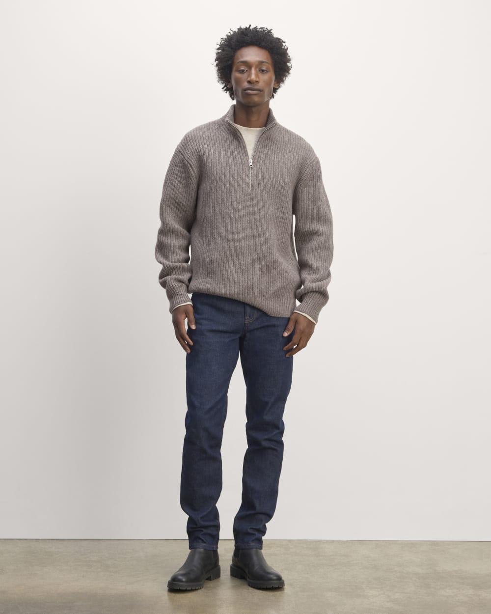 The Felted Merino Half-Zip Sweater | Taupe Melange - Image 3