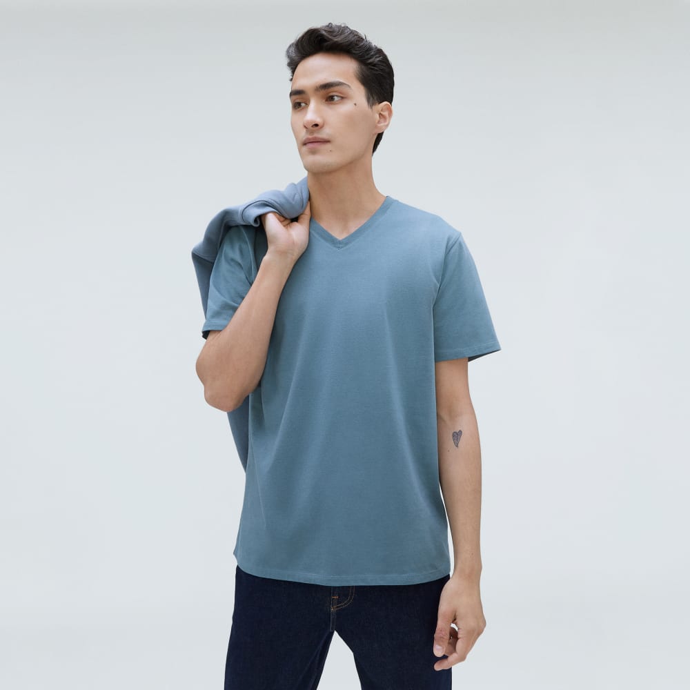 The Organic Cotton V-Neck Tee | Greyish Blue - Image 5