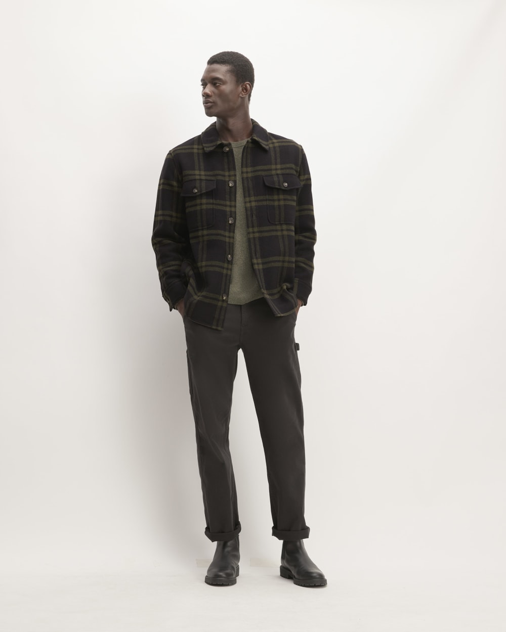 The ReWool® Oversized Shirt Jacket | Black / Olive - Image 3