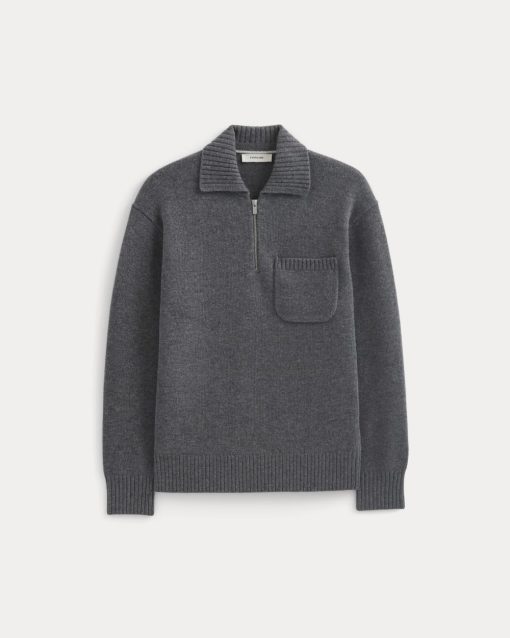 Alternative view of Luxe Merino Quarter-Zip Pullover | Heathered Charcoal