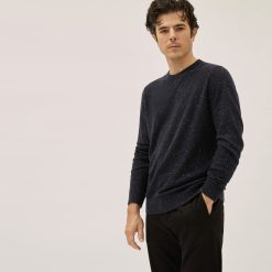 Alternative view of The Grade-A Cashmere Crew | Dark Navy Donegal