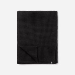 Alternative view of The Felted Merino Waffle-Knit Scarf | Black