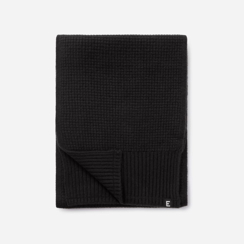 The Felted Merino Waffle-Knit Scarf | Black - Image 2