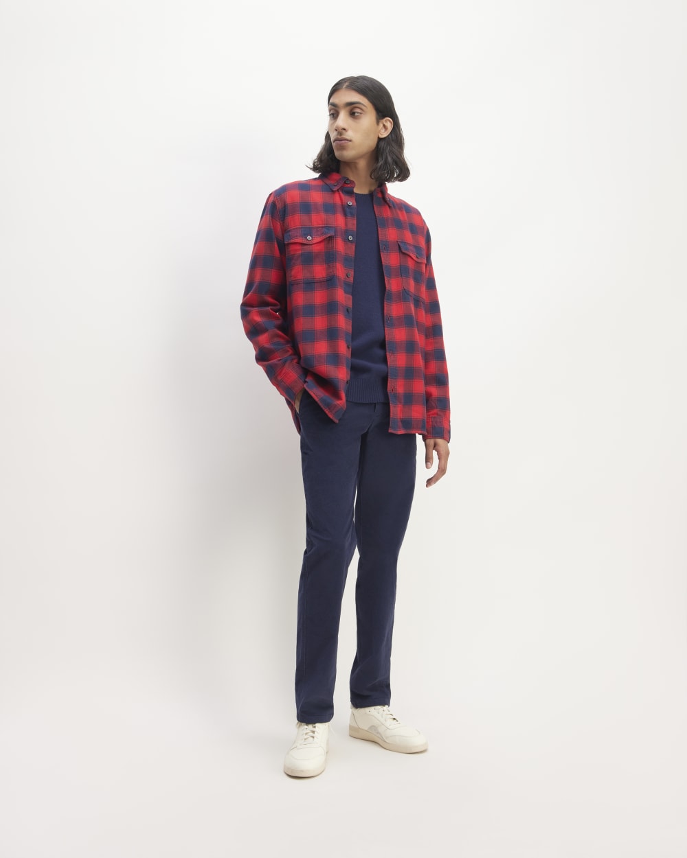 The Brushed Flannel Shirt | Haute Red / Bellwether Blue - Image 3